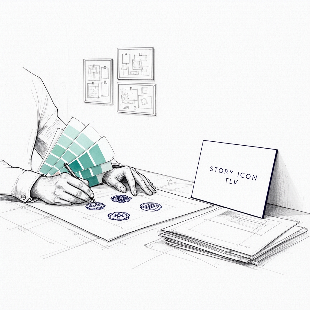Brand design process - identity sketch | Story Icon TLV
